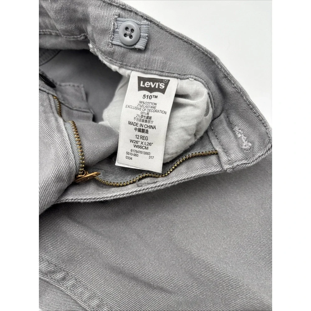 Levi's Strauss 510 Skinny Jeans Black Label Gray 26W 26L 98%‎ Cotton 2% Elastane